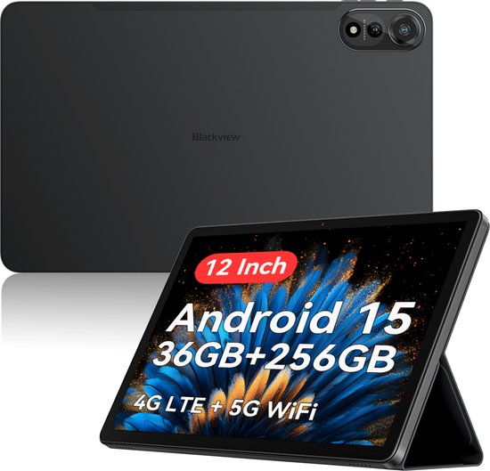 Blackview Mega 2 Android 15 Tablet - 4G LTE+WiFi 12 Inch 36(12+24)GB+256GB Widevine L1 9000mAh -Grijs