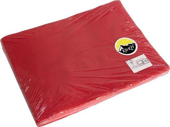 KURTT - 250 Napperons, 30x40cm Set de table antidérapant en papier couché - Sous-couche hydrofuge, Dessous de verre - rouge
