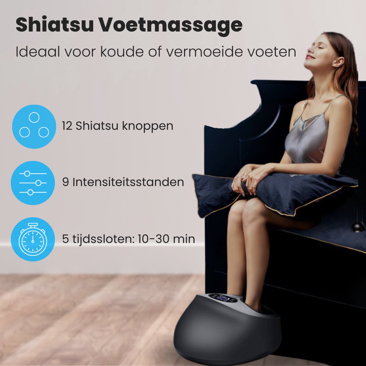 Afbeelding 3 van Rileks Voetmassage apparaat - Shiatsu Voetmassage - Luchtcompressie en Infrarood Warmte - Voor Verbeterde Bloedcirculatie - Afstandsbediening