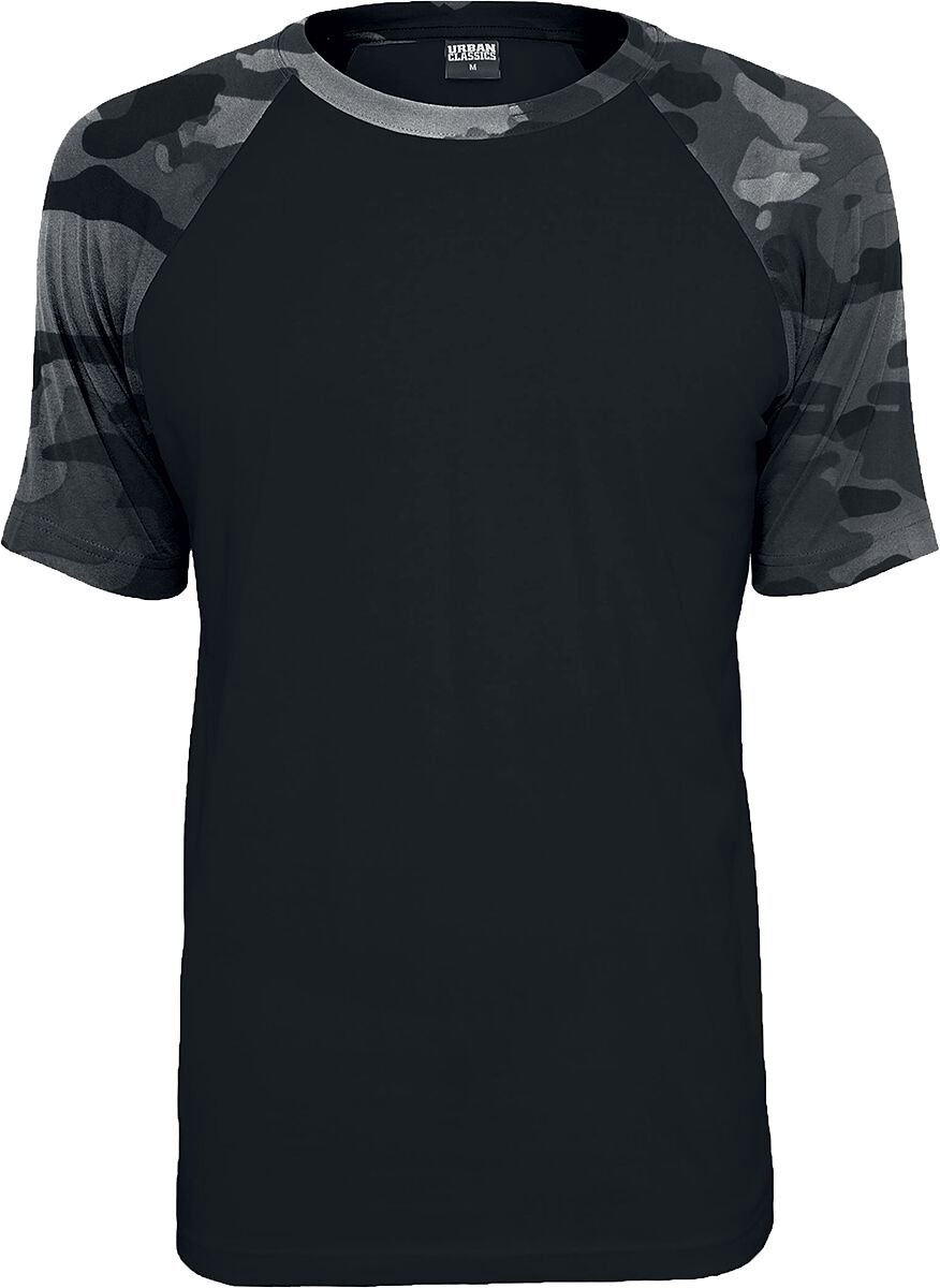 Urban Classics Raglan Contrast Tee Heren T-shirt /donkercamouflage 5XL Zwart