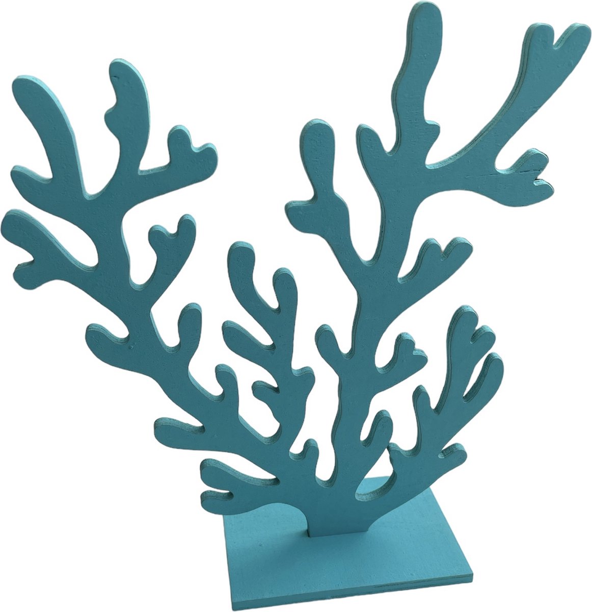 Boltze Home - Koraal op voet - turquoise - houten decoratie