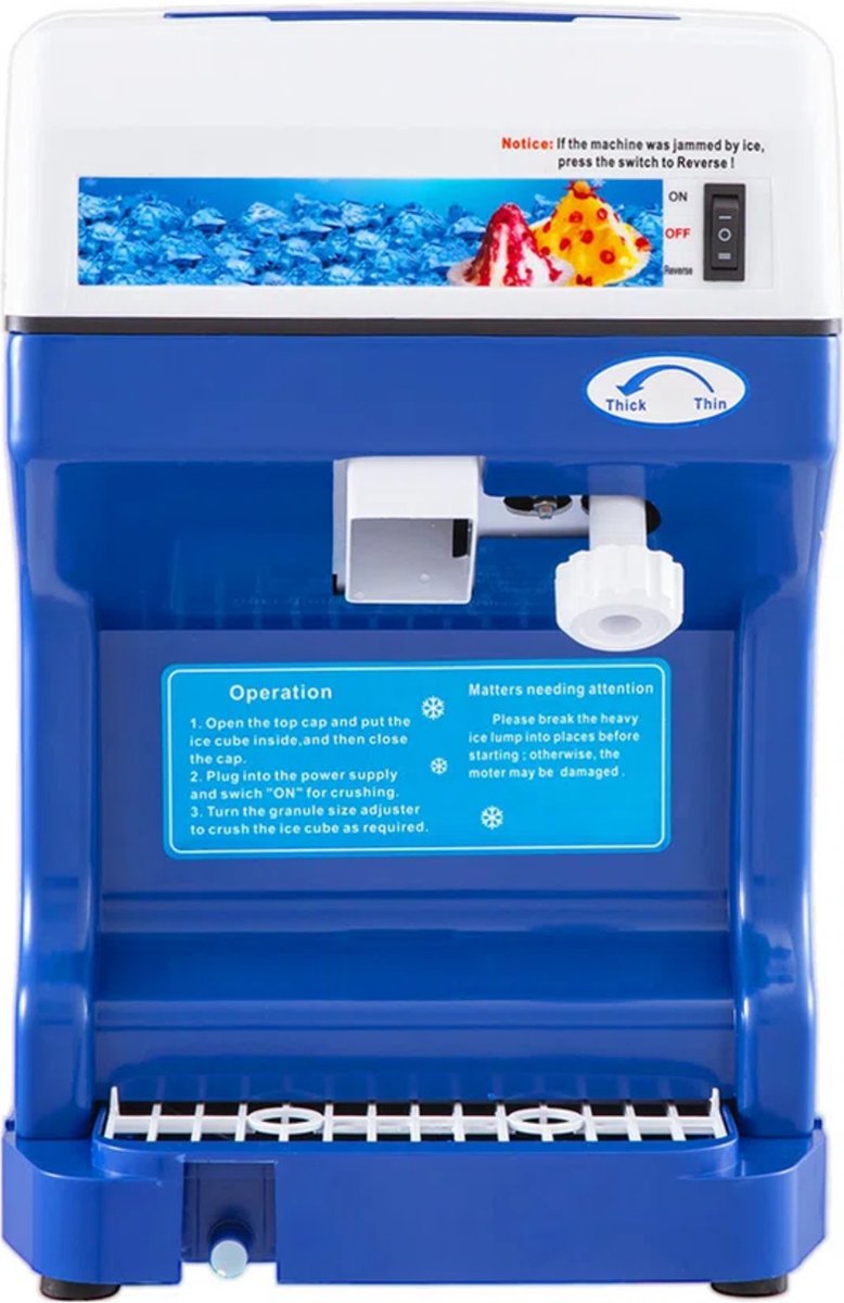 Blauwe Compacte en Duurzame Professionele Ijs Schaafmachine - 120kg/u - 250W - Betrouwbaar