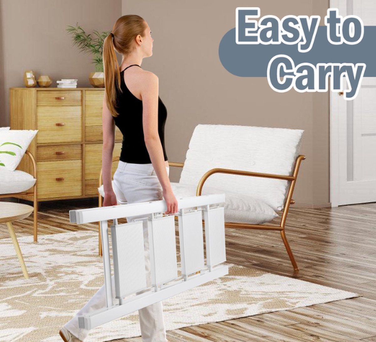 Opvouwbare ladder 4 Treden Keukentrap Inklapbaar - Anti-Slip - Trap Ladder Alu Wit – foto 3