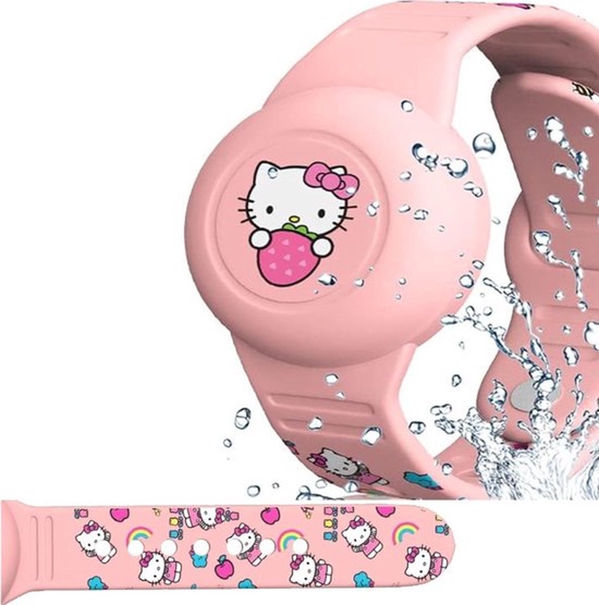 Kinderen waterdicht voor AirTag-armband - schattig cartoon-design, verstelbaar, verborgen voor Apple Air Tag houder, siliconen anti-verlies-GPS-tracker armbandhoes voor peuters (Kat)
