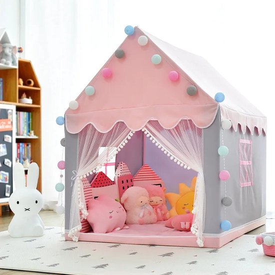 Funsland Prinsessentent voor binnen, grote roze sterren, pop-up