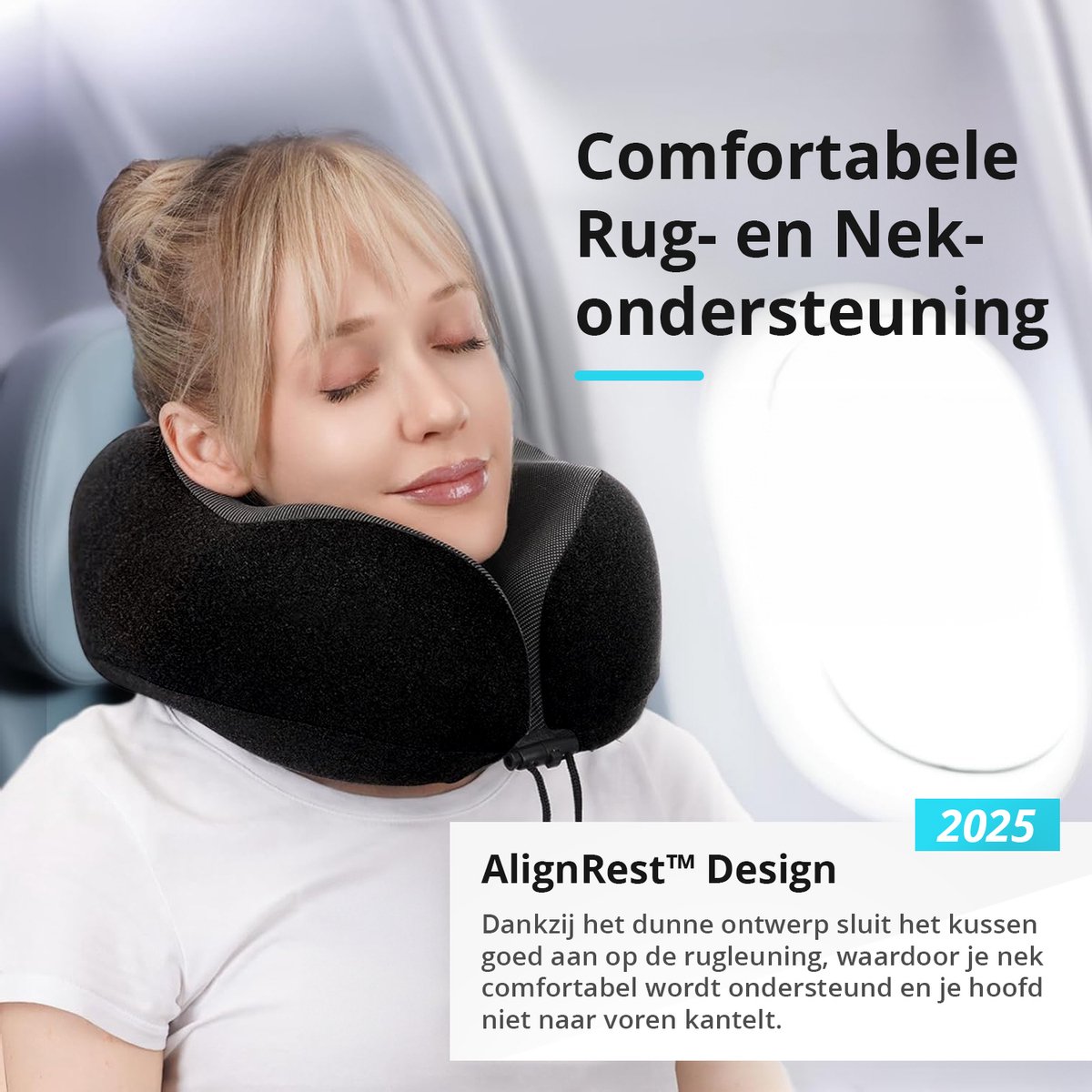 GoGoods® Reiskussen - Luxe Nekkussen Set - Vliegtuig - Auto - Traagschuim - Met Oordoppen, Oogmasker en Fleece Deken — afbeelding 2