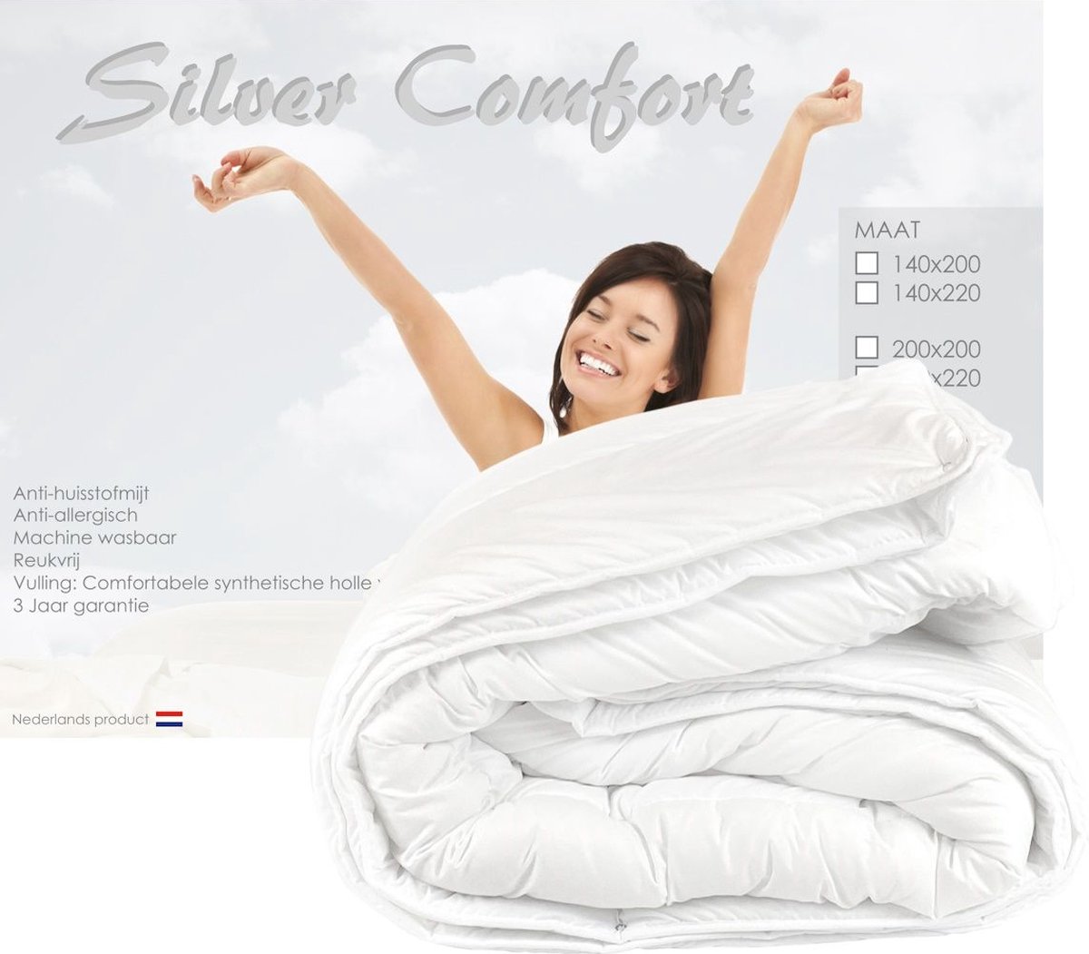 Silver Comfort 4-Seizoenen Dekbed - Eenpersoons - Extra Lang - 140x220 cm