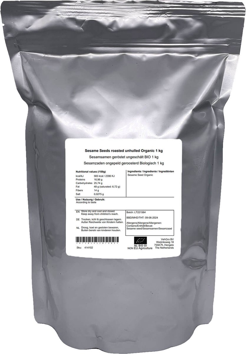 Sesamzaden Ongepeld Geroosterd - 1 Kg - Holyflavours