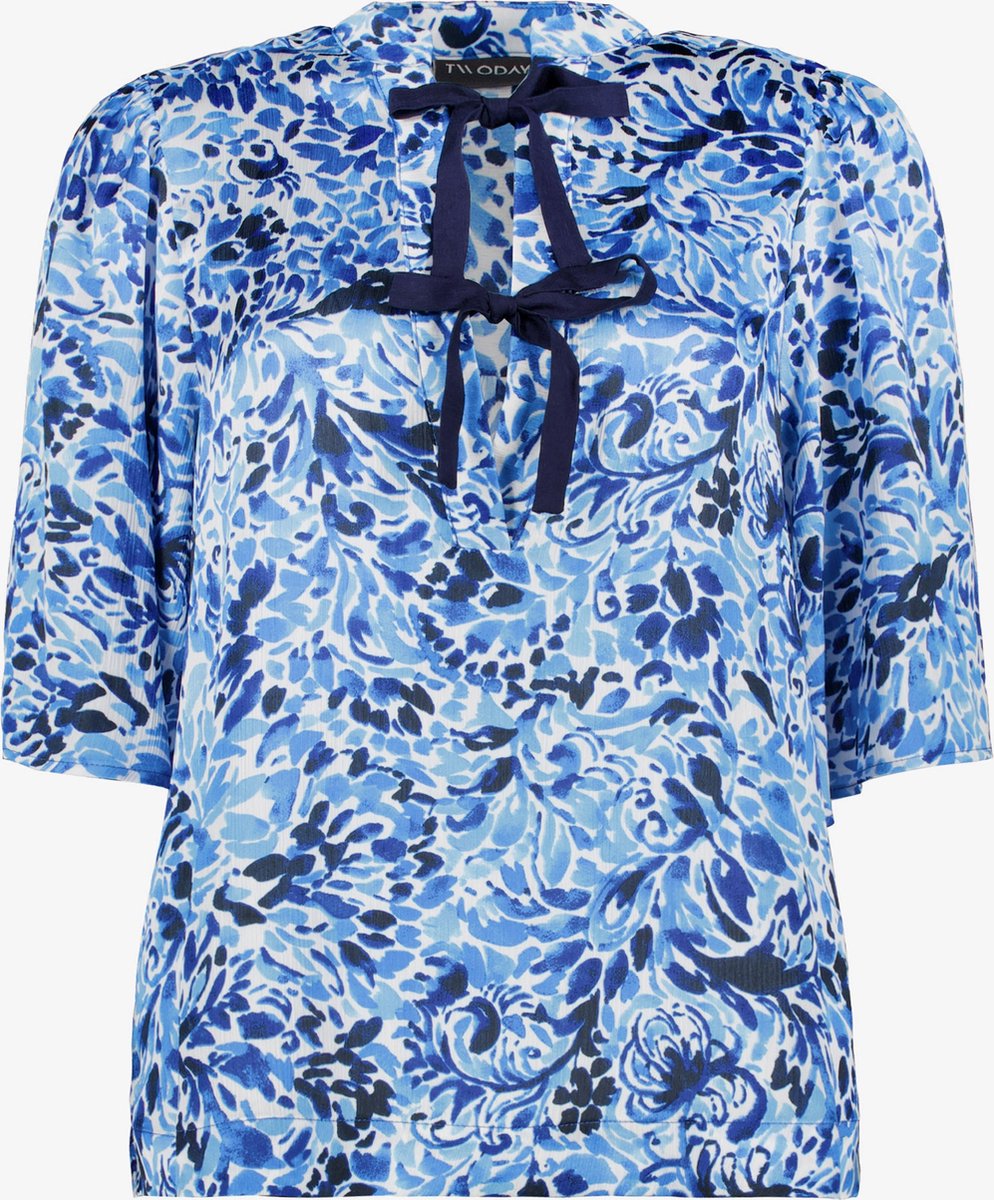 TwoDay dames blouse met strikjes blauw - Maat M