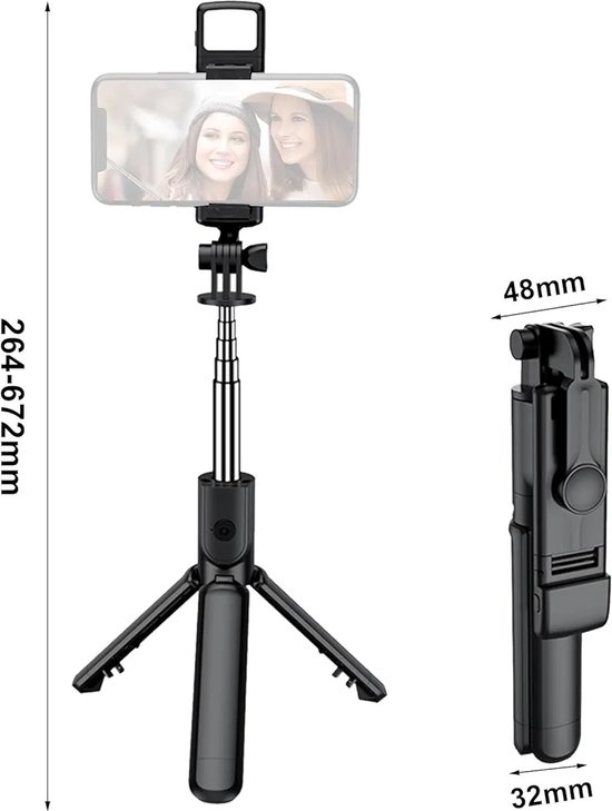 Selfie Stick Universeel – Tripod – 3in1 SelfieStick – Bluetooth – Selfie Stick Tripod – iPhone – Samsung – Selfiestick Universeel | Tripod voor Smartphone Telefoon Statief – Incl Bluetooth Afstandsbediening – Universeel Telefoon Houder – 360° Rotatie