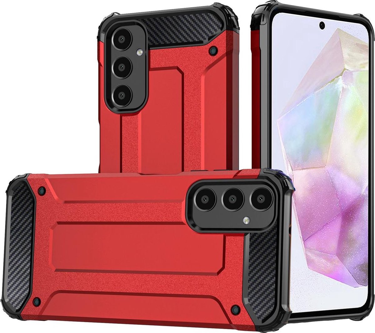 Mobigear Hoesje geschikt voor Samsung Galaxy A16 Telefoonhoesje Hardcase | Mobigear Outdoor Backcover Shockproof | Schokbestendig Galaxy A16 Telefoonhoesje | Anti Shock Proof - Rood