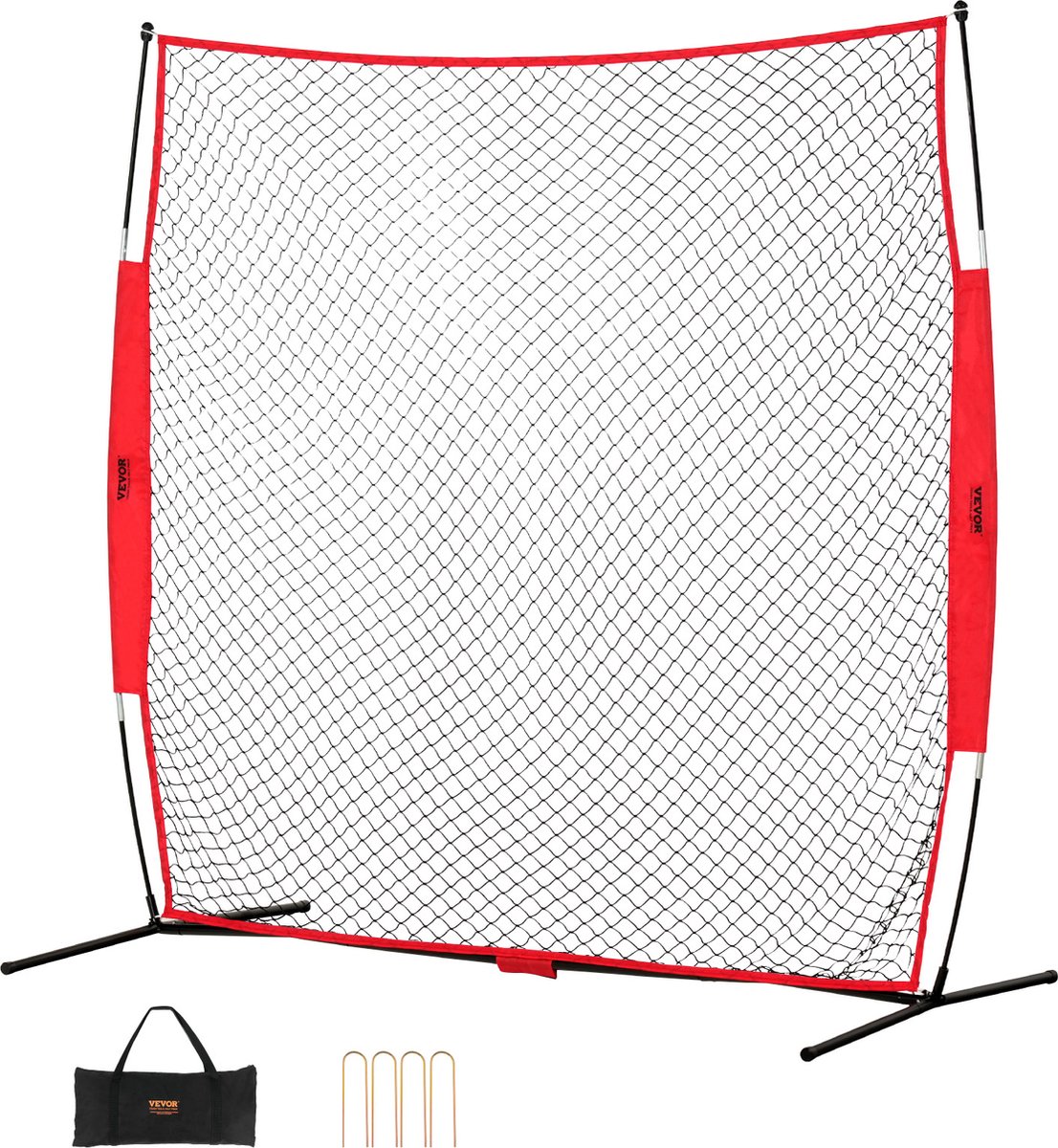 VEVOR Barricade Backstop Net, 93.7" x 42" x 84" Balsportbarrièrenet, Draagbare Oefenapparatuur met Draagtas, Beschermend Scherm voor Honkbal, Softbal, Lacrosse, Voetbal, Hockeytraining