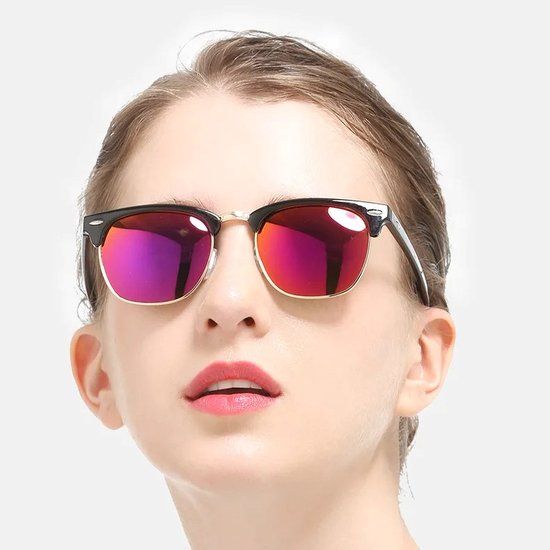 Fako Sunglasses® - Club Style Zonnebril - Polariserend - Dames - Heren - Zwart/Goud - Roze van Fako Sunglasses® — afbeelding 4