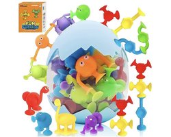 foto van KYDDOI Silicone Badspeelgoed - Zuignap speelgoed - 27 stuks - dinosaurus eivormige verpakking - Baby Cadeau - Baby Speelgoed – Peuter Speelgoed