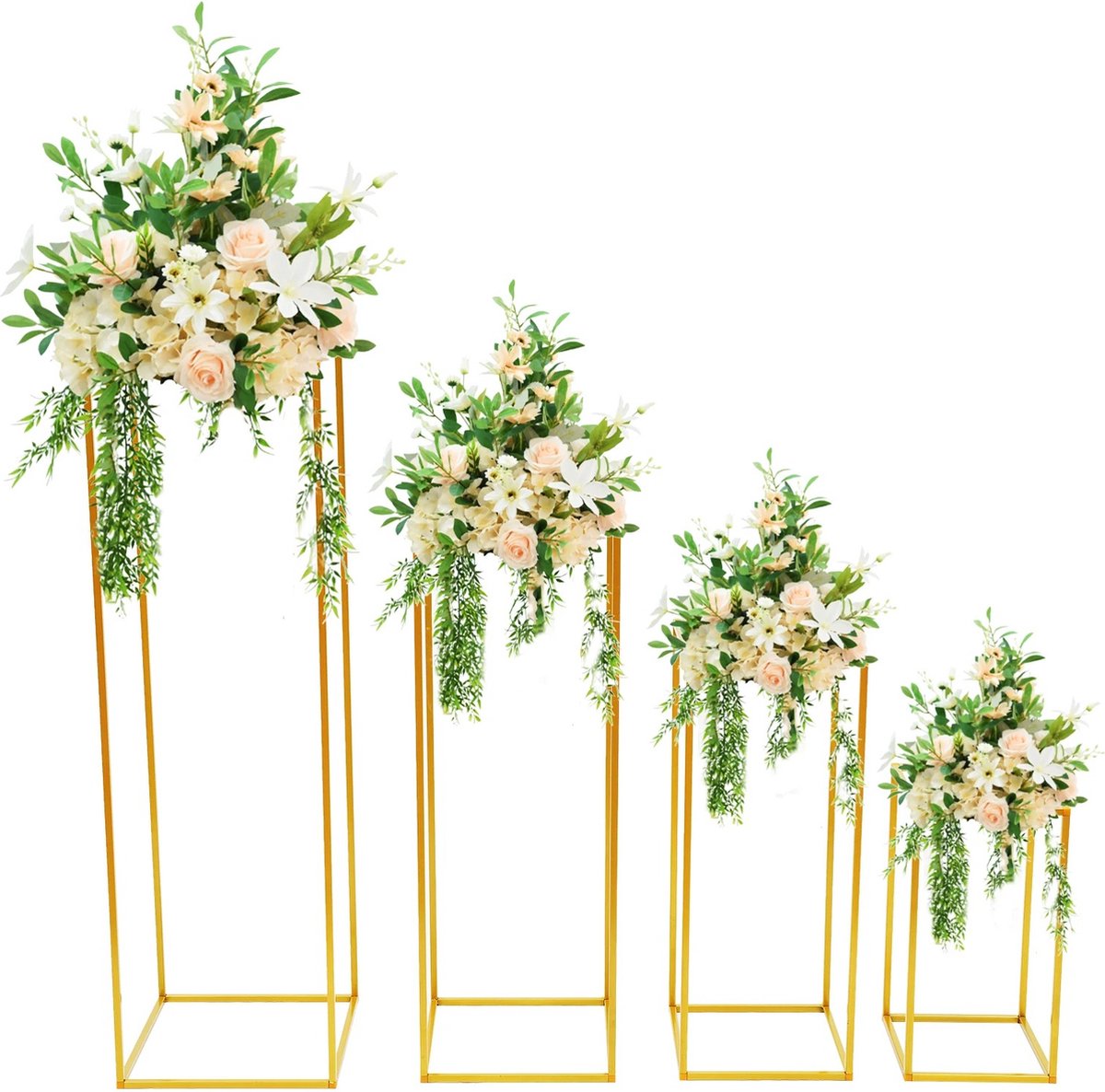 Gouden bloemenstandaard, bruiloft, 10 stuks, metalen zuil, vazen 60 cm
