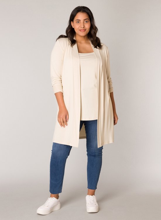 BASE LEVEL CURVY Ayla Long Vest - Light Beige - maat 4(54/56)