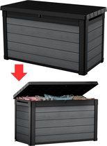DailySupplies® Tuinkast - Tuinkist - Tuinkasten voor Buiten - Tuinberging - Kunststof - 120x60x70cm - Hout Look - Grijs met Zwart