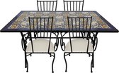 AXI Leonie 5-delige Mozaïek Bistroset Mediterrane Stijl Blauw - Metalen frame met keramische tegel – Tuin set 4 stoelen en tafel