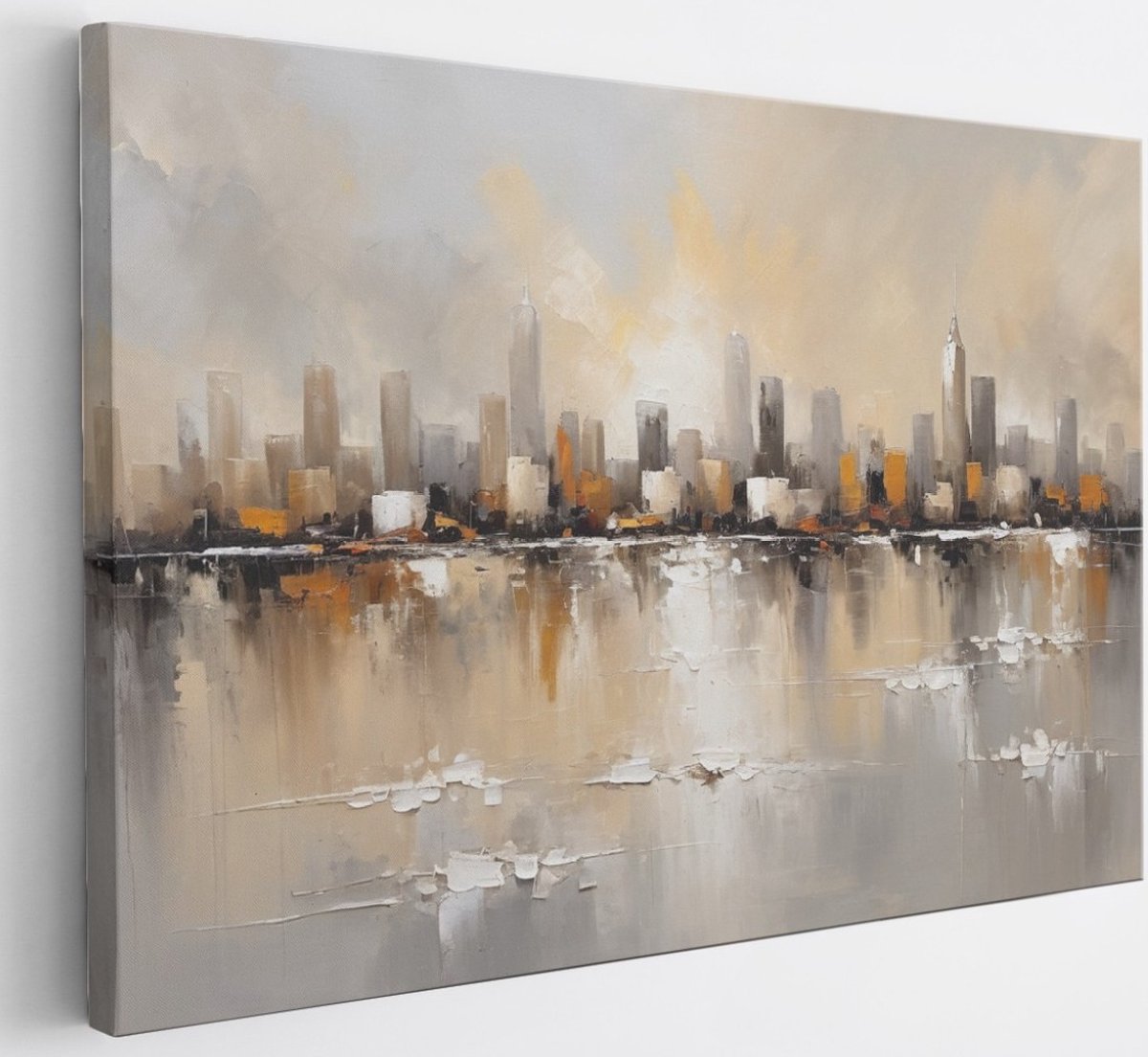 Saammp Canvas Schilderij - Stad skyline - Abstract - 50x40 - Foto op canvas - Wanddecoratie - Muurdecoratie Woonkamer - Slaapkamer decoratie - Canvas Print Multicolor
