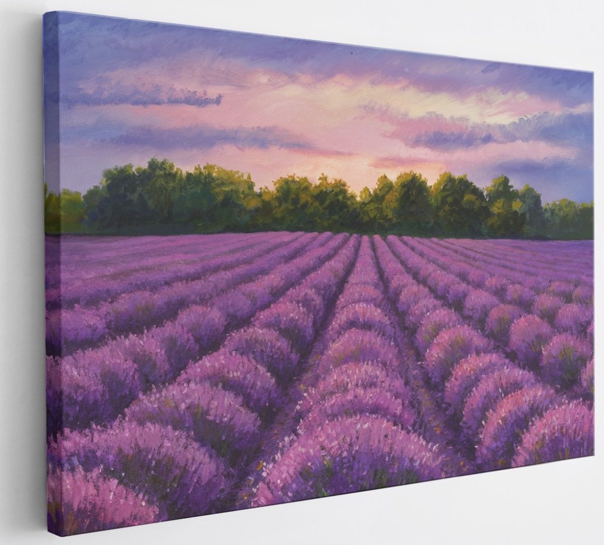 Saammp Canvas Schilderij - Lavendelveld - Abstract - 50x40 - Foto op canvas - Wanddecoratie - Muurdecoratie Woonkamer - Slaapkamer decoratie - Canvas Print Multicolor