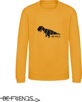Be Friends Sweater - Be wild dino - Kinderen - Mosterd geel - Maat 7-8 jaar