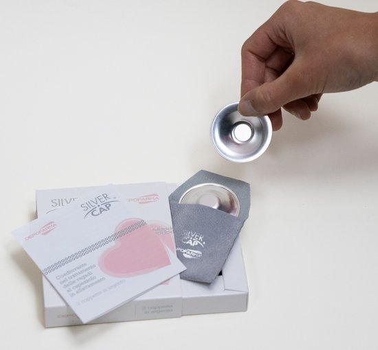 Silver Cap® | Tepelbeschermers | borstvoeding | voorkomen en genezen tepelkloven | snelle verlichting bij pijnlijke tepels | één maat | 999 puur Zilver | klinisch bewezen veilig en effectief | Made in Italy