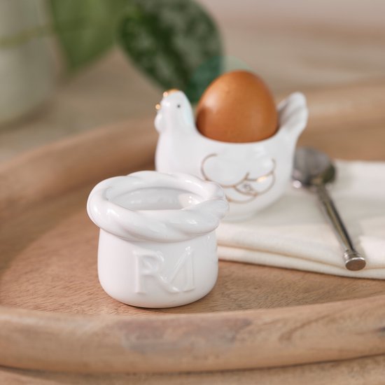 Set van 8x eierdopjes van porselein wit 11 cm - Houders voor gekookte