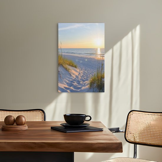 Saammp Canvas Schilderij - Strand - Zee - Pad Tussen Duinen - 50x70 - Foto op canvas - Wanddecoratie - muurdecoratie Woonkamer - Slaapkamer decoratie - Canvas Print