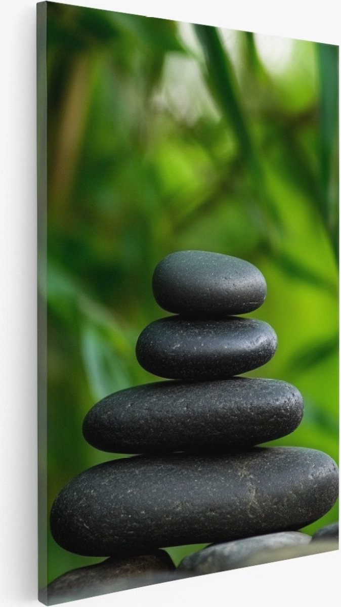 Saammp Canvas Schilderij - Stenen op elkaar - Natuur - Landschap - 50x70 - Foto op canvas - Wanddecoratie - Muurdecoratie Woonkamer - Slaapkamer decoratie - Canvas Print Multicolor