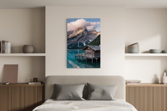 Saammp Canvas Schilderij - Landschap - Huis tussen de bergen - Natuur - 30x45 - Foto op canvas - Wanddecoratie - Muurdecoratie Woonkamer - Slaapkamer decoratie - Canvas Print