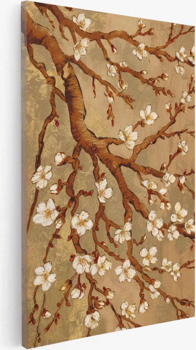 Saammp Canvas Schilderij - Witte Bloesem - bloemen - Abstract - 40x50 - Foto op canvas - Wanddecoratie - Muurdecoratie Woonkamer - Kantoor Decoratie Multicolor