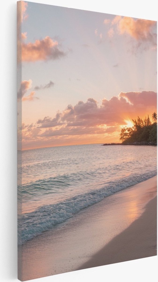 Saammp Canvas Schilderij - Duinen- Strand - Zee - Zon - 100x150 - Foto op canvas - Wanddecoratie - muurdecoratie Woonkamer - Slaapkamer decoratie - Canvas Print Multicolor