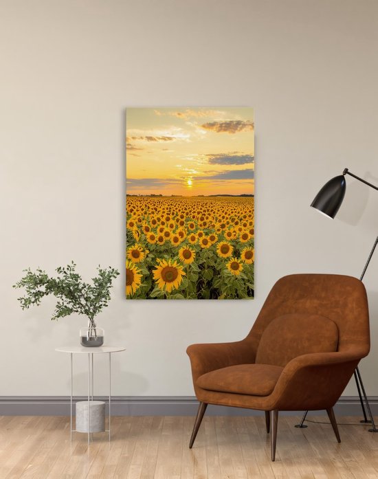 Tableau sur toile Saammp - Champ de tournesols - Paysage - Nature - 100x150 - Photo sur toile - Décoration murale - Décoration murale Salon - Décoration chambre - Impression sur toile