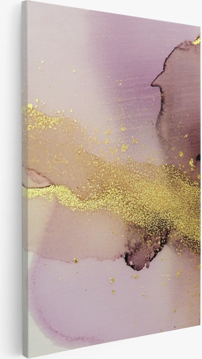 Saammp Canvas Schilderij - Marmer - Roze - Abstract kunstwerk - 100x150 - Foto op canvas - Wanddecoratie - Muurdecoratie Woonkamer - Slaapkamer decoratie - Canvas Print Multicolor