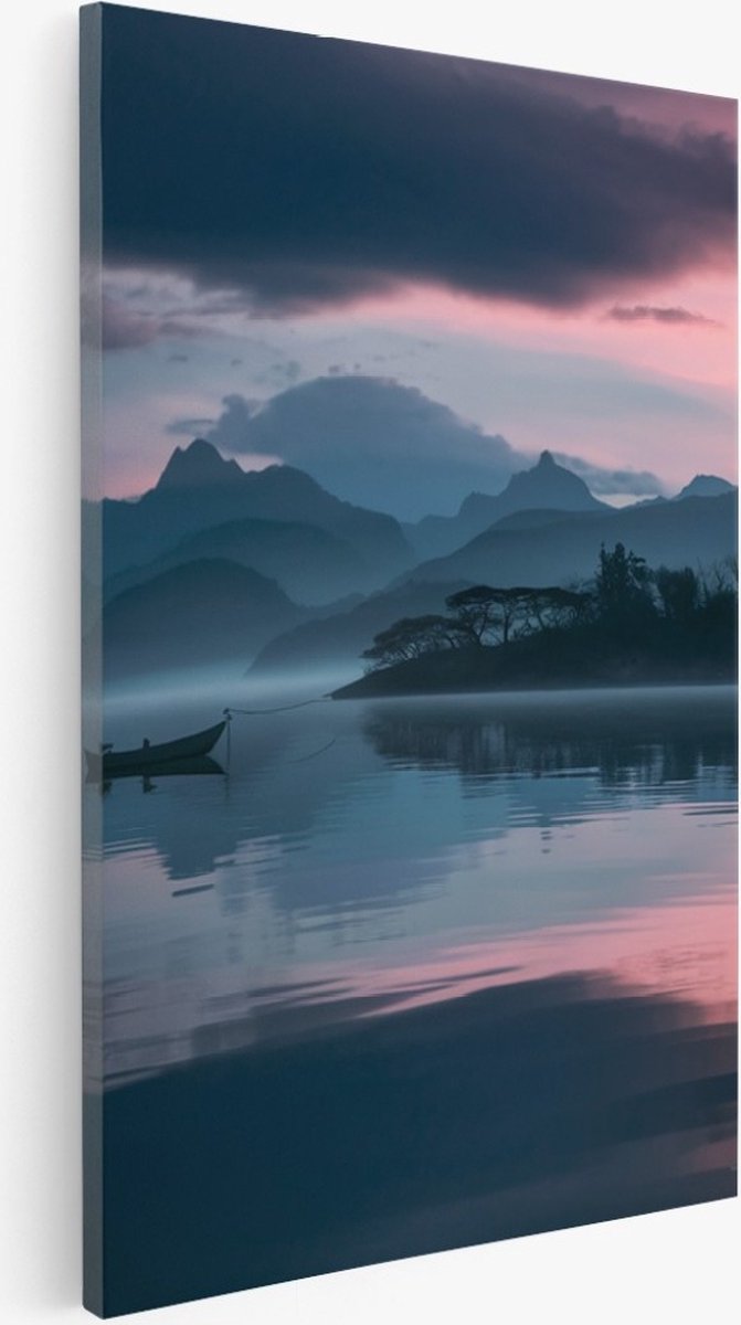 Saammp Canvas Schilderij - boot - Rustgevend - Landschap - Natuur - 75x100 - Foto op canvas - Wanddecoratie - Muurdecoratie Woonkamer - Slaapkamer decoratie - Canvas Print Multicolor