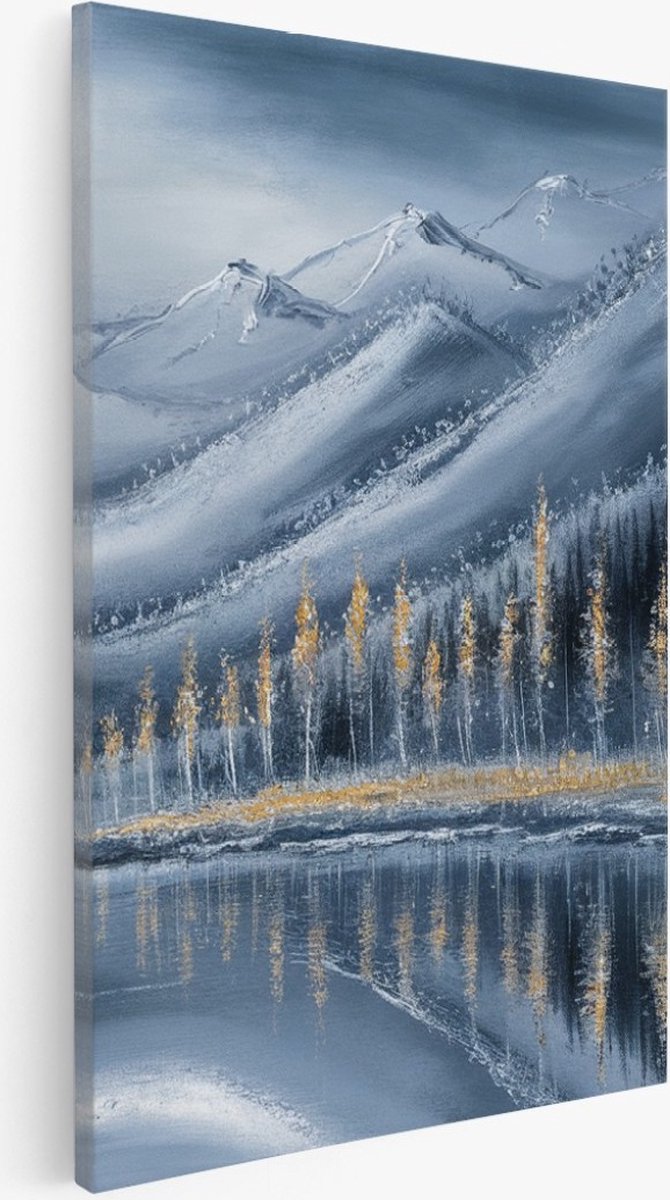 Saammp Canvas Schilderij - Natuur - Wit Landschap - Abstract - 40x50 - Foto op canvas - Wanddecoratie - Muurdecoratie Woonkamer - Slaapkamer decoratie - Canvas Print Multicolor