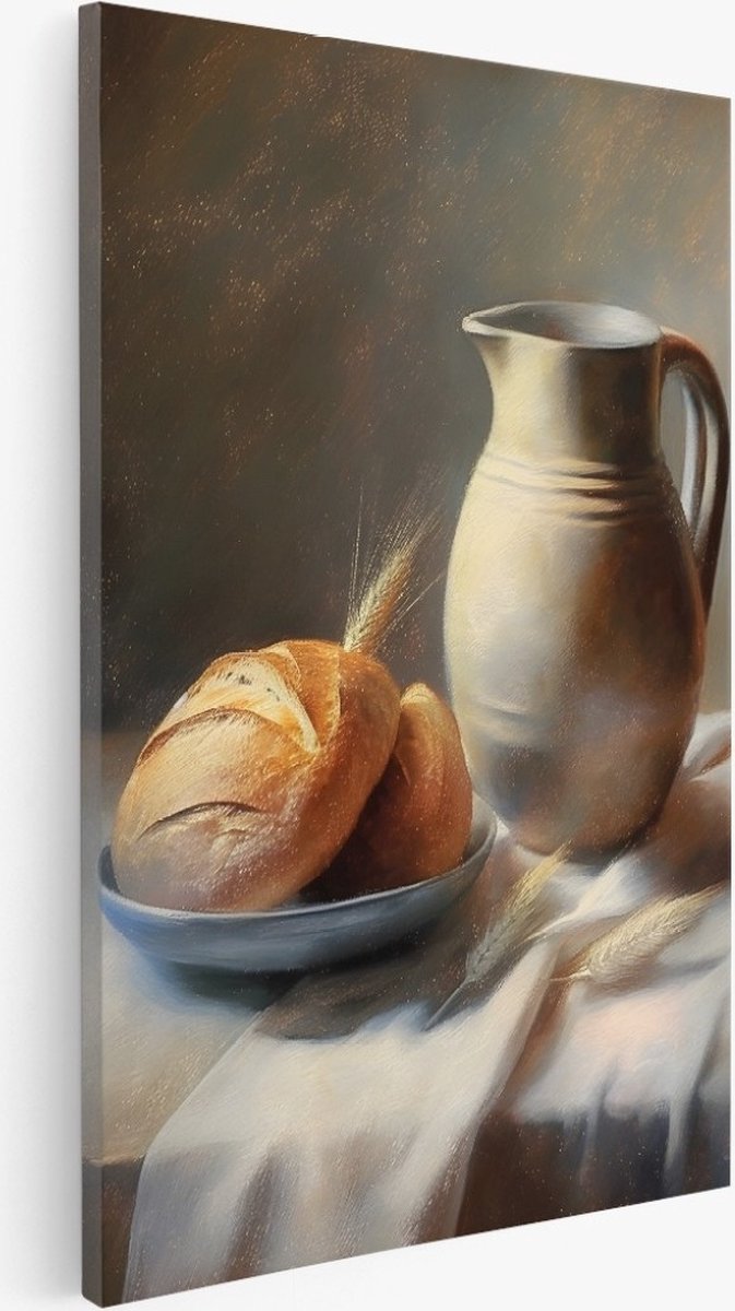 Saammp Canvas Schilderij - Stilleven - Vaas - Abstract - 80x120 - Foto op canvas - Wanddecoratie - Muurdecoratie Woonkamer - Kantoor Decoratie Multicolor