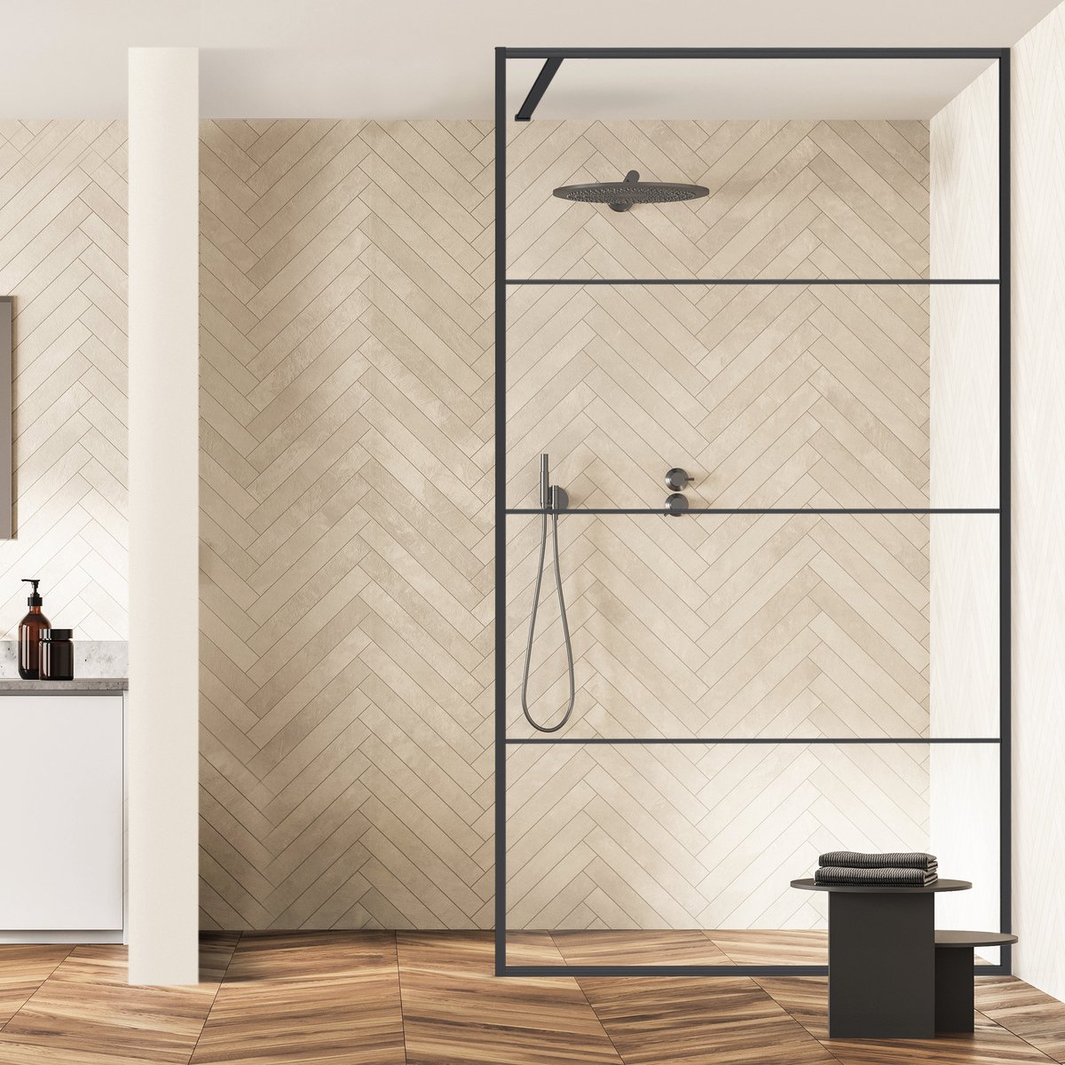 Inloopdouche - Douchewand - Mat Zwart Metaal - Nano Coating - Gehard Veiligheidsglas Krasvrij - 100 x 200 cm