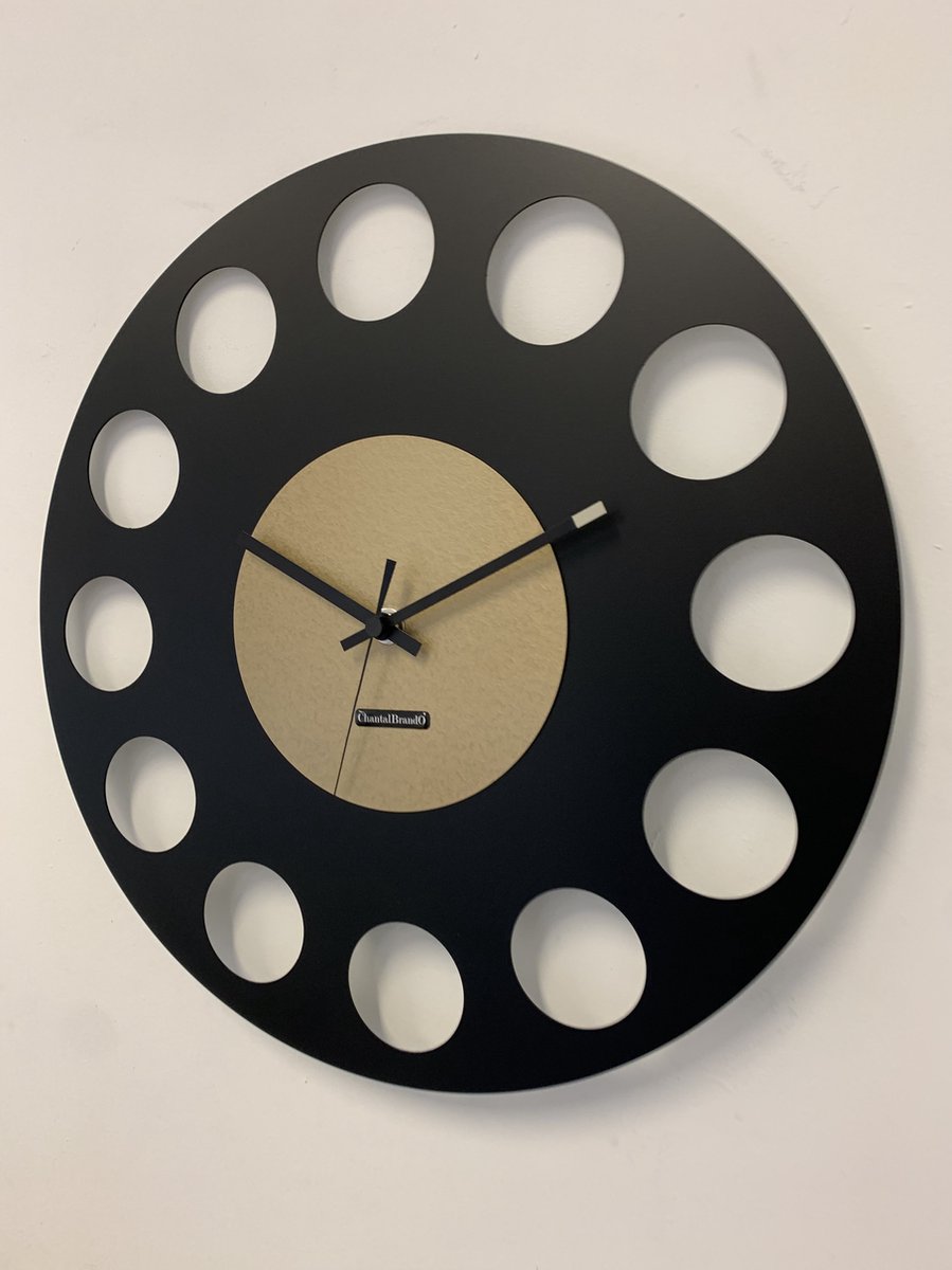 ChantalBrandO Wandklok MARAVAL Black & Gold XL Modern Design