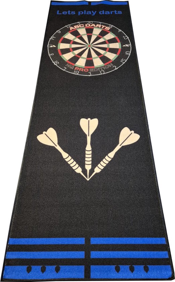 Dartmat - Zwart met Blauw - 240x80 cm