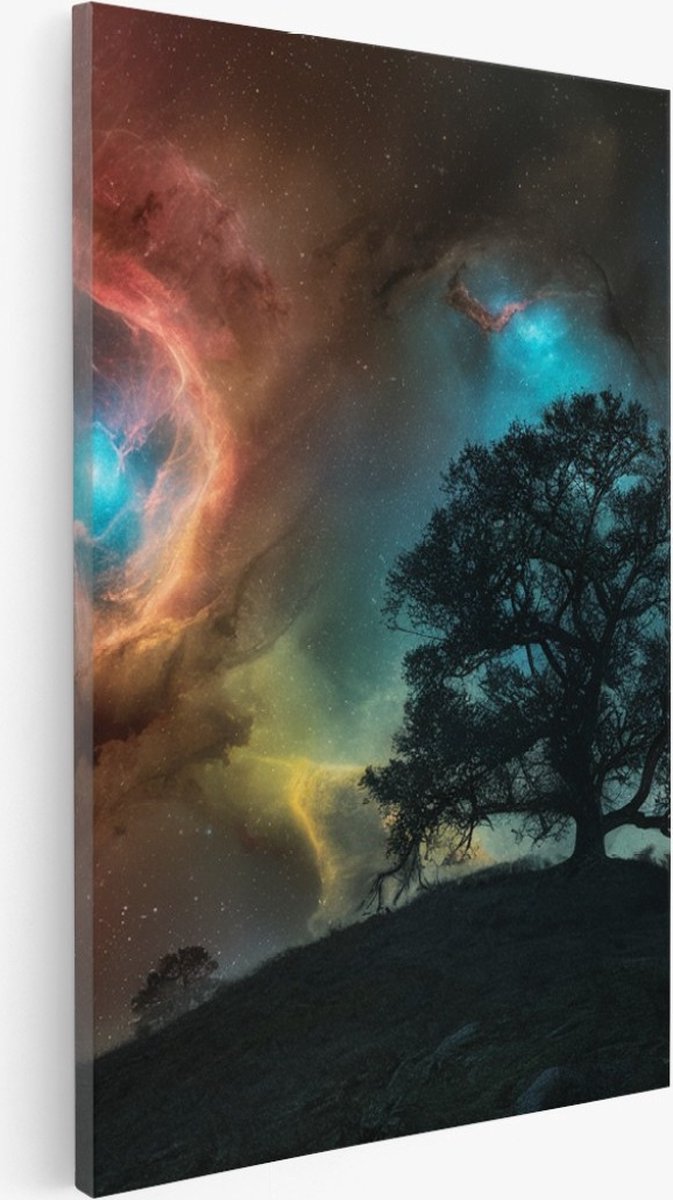 Saammp Canvas Schilderij - Ruimte - boom - Landschap - Natuur - 20x30 - Foto op canvas - Wanddecoratie - Muurdecoratie Woonkamer - Slaapkamer decoratie - Canvas Print Multicolor
