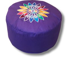 Om Namaste Symbolic Meditatiekussen Zitkussen - Rond - Paars - Rainbow flower