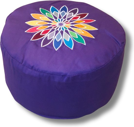 Guru-Shop Rond Meditatiekussen Yogakussen, Zitkussen, Vloerkussen, Sierkussen - Bruin/rood, Brown, 20x35x35 cm, Meditatiekussen Zitkussen
