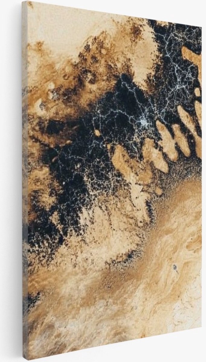 Saammp Canvas Schilderij - Patroon - Goud - Abstract - 30x40 - Foto op canvas - Wanddecoratie - Muurdecoratie Woonkamer - Slaapkamer decoratie - Canvas Print Multicolor