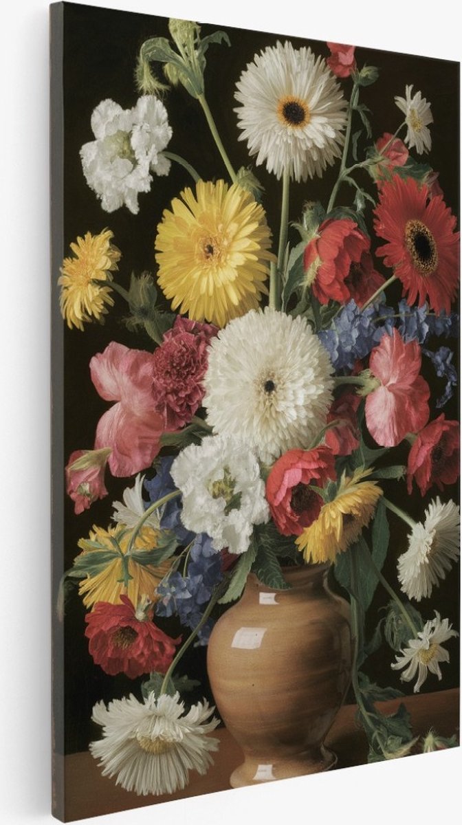 Saammp Canvas Schilderij - Bloemen - Stilleven - Natuur - 30x40 - Foto op canvas - Wanddecoratie - Muurdecoratie Woonkamer - Kantoor Decoratie Multicolor