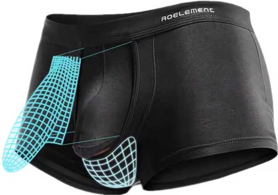 Boxer respirant anti-transpiration - Sous-vêtement homme - Ouverture entre pénis et scrotum - Hygiénique - Zwart