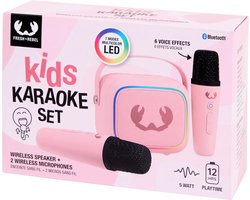 foto van Fresh ’n Rebel Kids draadloze karaoke-set - ROZE/BEIGE/GROEN