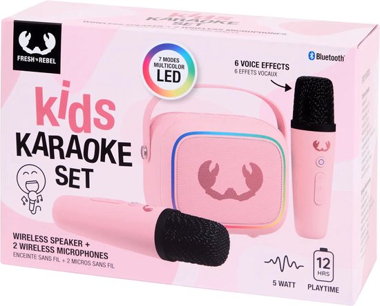 Fresh ’n Rebel Kids draadloze karaoke-set - ROZE/BEIGE/GROEN