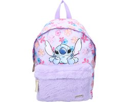 foto van Stitch Furry Fantasy Rugzak - Paars - Bloemen - Faux Fur