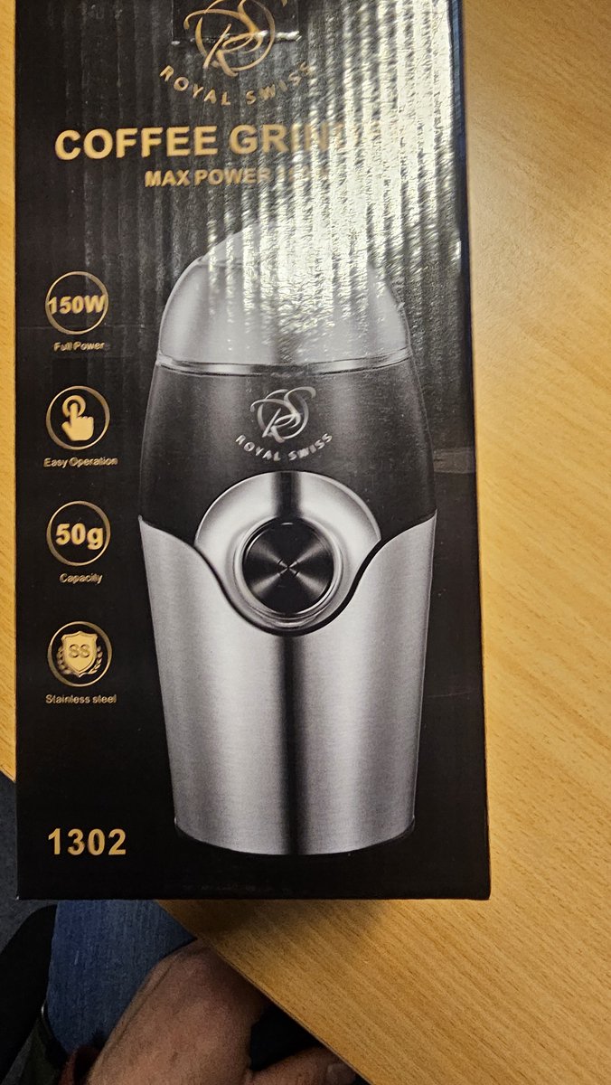 Royal Swiss 150W - Koffiemolen - Eenvoudige Bediening - Drukknopschakelaar - Perfect voor Koffie, Noten en Kruiden
